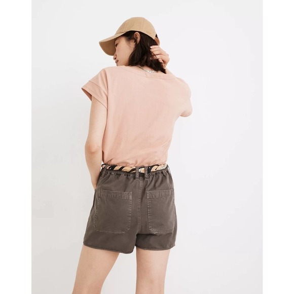 Madewell Belclaire Patch Pockets High-Rise Pull-On Shorts Basalt Gray Medium - Picture 4 of 15